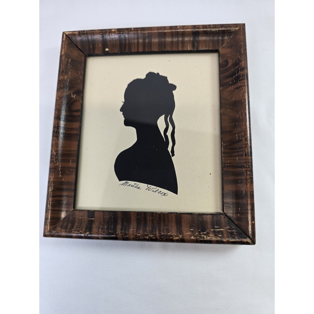 VTG Martha Wider Hand Cut Silhouette Portrait Woman Framed Folk Art Wall Decor